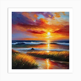 Sunset At The Beach 144 Art Print