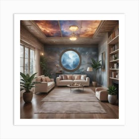 Living Room With A Circular Ceiling Art Print