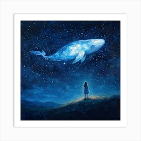 Whale In The Starry Night Sky 1 Art Print