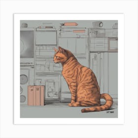 Cat In The Kitchen Art Print