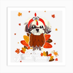 Cute Happy Thanksgiving Shih Tzu Dog Puppy Lover Art Print