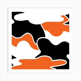 Orange And Black Camouflage 1 Art Print