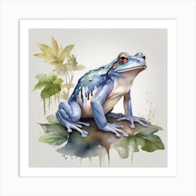 Blue Frog in Rainforests 1 Art Print