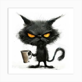 Angry Black Cat Art Print