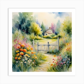 Watercolor Of A Garden Art Print