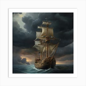 Ship In Stormy Sea.9 Art Print