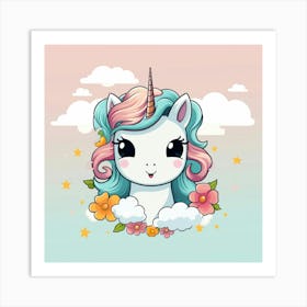 Unicorn In The Clouds 6 Art Print