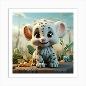 Cute Cartoon Snow Leopard Art Print