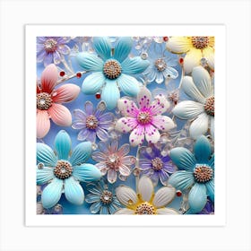 Colorful Flower Brooch Art Print