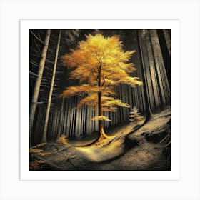 Golden Tree In The Forest 6 Art Print