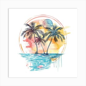 Watercolor Palm Trees 6 Art Print