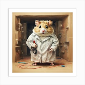 Hamster In Lab Coat 2 Art Print