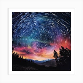 Star Trails In The Sky Art Print