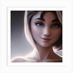 Portrait Of A Girl With Blue Eyes Art Print