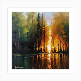 Fire In The Woods 1 Art Print