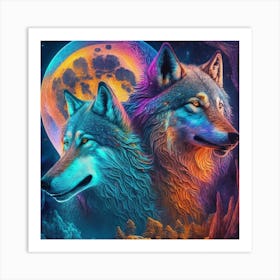 Wolf In The Moonlight 2 Art Print