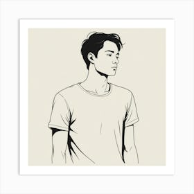 A Minimalist Monochrome Illustration Of A guy Art Print