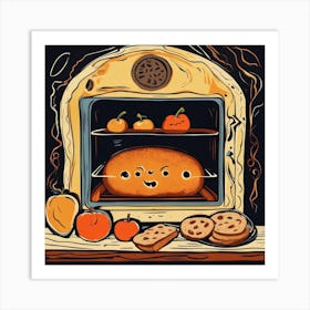 Kawaii Oven Art Print