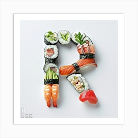 Sushi Letter R 1 Art Print
