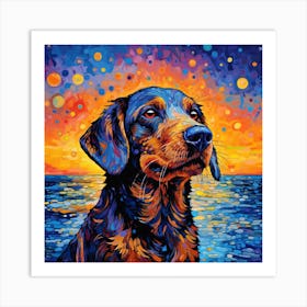 Dog At Sunset 2 Art Print