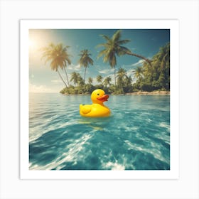 Rubber Duck In The Ocean Art Print