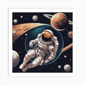 Astronaut In Space 2 Art Print