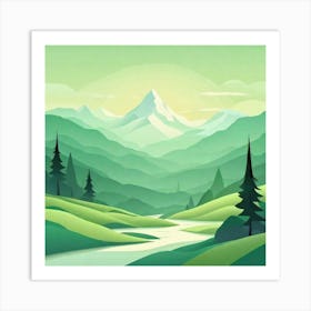 Misty mountains background in green tone 123 Art Print