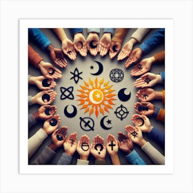 Many Hands With Symbols Art Print