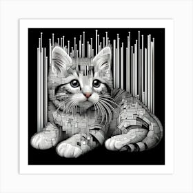 Cat With Barcodes Art Print