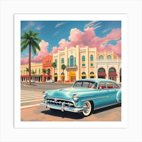 Classic Car In Miami 1 Art Print