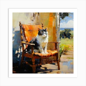 Cat In Chair Art Print