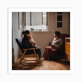 Mother And Child In A Room Art Print