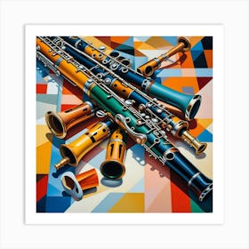 Oboes Cubism Style Art Print