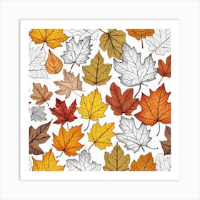 Autumn Leaves Seamless Pattern 13 Art Print