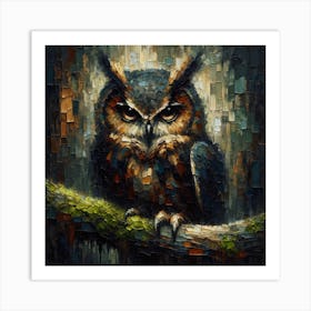 Owl On A Branch Art Print