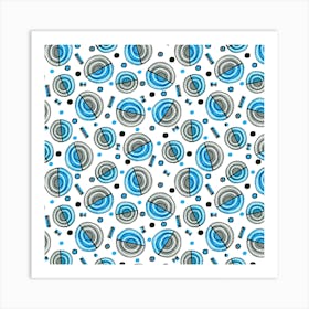 Blue Gray Circles Galore Pattern Art Print