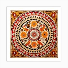 Indian Wall Painting Madhubani Painting Indian Traditional Style Art Print