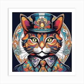 Elegant Cat with a Top Hat Art Print