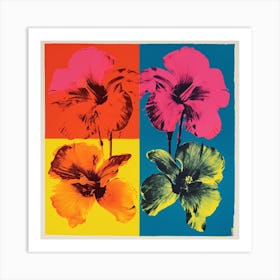 Andy Warhol Style Pop Art Flowers Flowers 2 Square Art Print