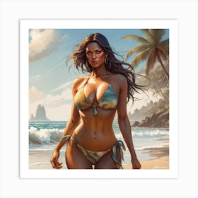 Sexy Woman On The Beach Art Print