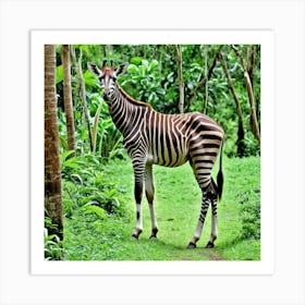 Zebra In The Forest 5 Art Print