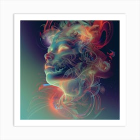 Abstract face, blue, artwork print, "Freedom" Art Print