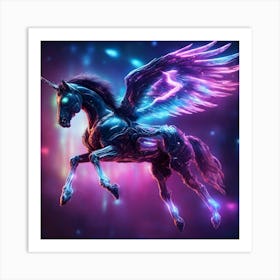 Epic Cyber Unicorn In Galaxy Art Print