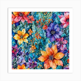 Watercolor Flowers Art Print