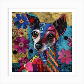 Patchwork Quilted Dog 1 Art Print