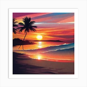 Sunset Beach Painting 2 Art Print