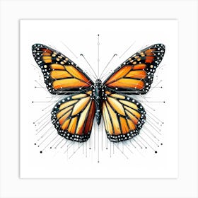 Butterfly - Abstract Line Art Illustration 243 Art Print