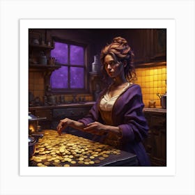 Woman In A Kitchen Art Print