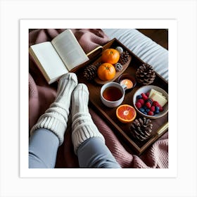 Warm Winter Evening On The Bed Art Print