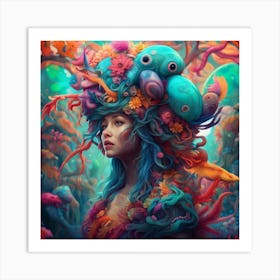 Octopus Girl Art Print